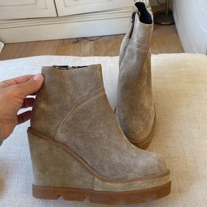 Anthropologie Tan Suede Ankle Booties